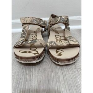 Sam Edelman Adaley Snake Print Platform Sandals Womens 10 Natural Leather Strap